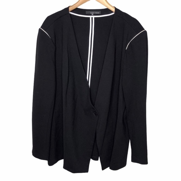 Amanda & Chelsea Women’s Piped Shoulder Ponte Black Jacket Blazer Size 3X - Picture 2 of 8